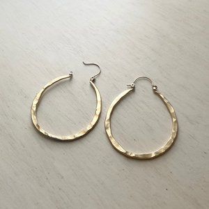 Anthropologie Gold Textured Hoops
